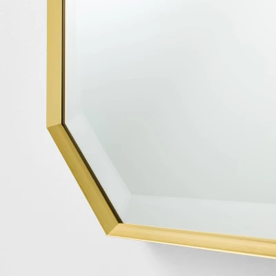 16"x30" Geometric Aluminum Metal Wall Mirror Brass - Threshold™ Designed With Studio McGee: Octagonal, No Assembly, Wall Mount 2 16"x30" Geometric Aluminum Metal Wall Mirror Brass - Threshold™ Designed With Studio McGee: Octagonal, No Assembly, Wall Mount - Image 2