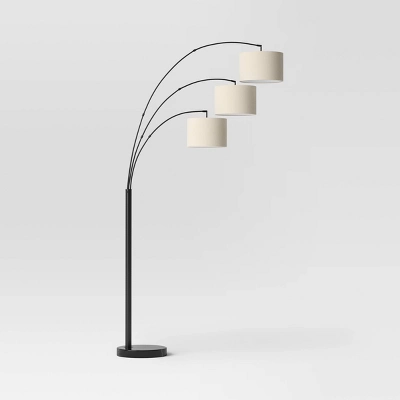 82"x56" Avenal 3-Head Shaded Arc Floor Lamp Black - Threshold™: Adjustable Standing Light For Living Room 1 82"x56" Avenal 3-Head Shaded Arc Floor Lamp Black - Threshold™: Adjustable Standing Light For Living Room