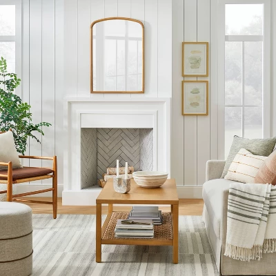 24" X 34" Wood Arch Decorative Wall Mirror Natural - Threshold™ Designed With Studio McGee: Stained Finish, No Assembly Required 1 24" X 34" Wood Arch Decorative Wall Mirror Natural - Threshold™ Designed With Studio McGee: Stained Finish, No Assembly Required