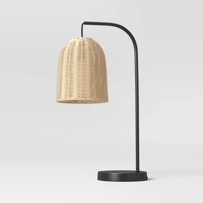 20.5"x7" Addison Rattan Table Lamp Brown - Threshold™: Curved Metal, LED, No Assembly Required 1 20.5"x7" Addison Rattan Table Lamp Brown - Threshold™: Curved Metal, LED, No Assembly Required