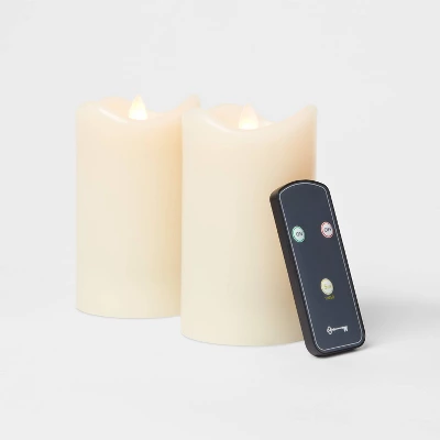 2pk 5" X 3" LED Flickering Flame Candle Cream - Threshold™ 2 2pk 5" X 3" LED Flickering Flame Candle Cream - Threshold™ - Image 2
