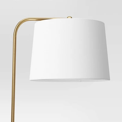 62"x14" New Traditional Downbridge Floor Lamp Brass - Threshold™: ETL Listed, Linen Shade, Metal Body 3 62"x14" New Traditional Downbridge Floor Lamp Brass - Threshold™: ETL Listed, Linen Shade, Metal Body - Image 3