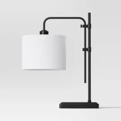 Knox Adjustable Shaded Table Lamp Black - Threshold™: Modern, In-Line Switch, ETL Listed