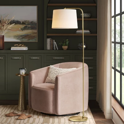 62"x14" New Traditional Downbridge Floor Lamp Brass - Threshold™: ETL Listed, Linen Shade, Metal Body 1 62"x14" New Traditional Downbridge Floor Lamp Brass - Threshold™: ETL Listed, Linen Shade, Metal Body