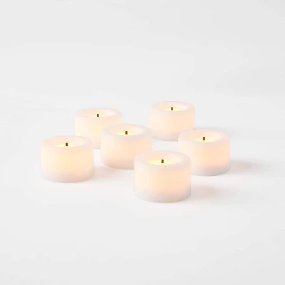 6pk LED Tealight Flameless Black Wick Candles White - Threshold™ 2 6pk LED Tealight Flameless Black Wick Candles White - Threshold™ - Image 2