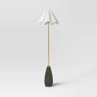 Wavy Shade Collection With Ceramic Base Floor Lamp Green - Threshold™ 1 Wavy Shade Collection With Ceramic Base Floor Lamp Green - Threshold™