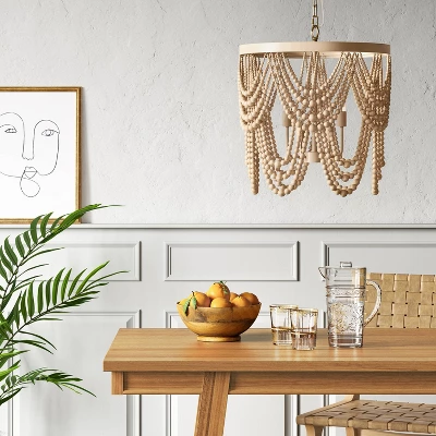 Large Chandelier Wooden Beads Swag Natural Tone - Threshold™ 1 Large Chandelier Wooden Beads Swag Natural Tone - Threshold™