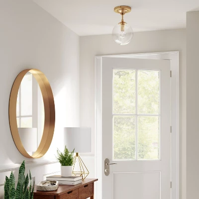 Geneva Collection Glass Semi Flush Mount Ceiling Globe Brass - Threshold™ 2 Geneva Collection Glass Semi Flush Mount Ceiling Globe Brass - Threshold™ - Image 2
