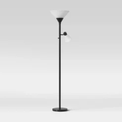 Mother Daughter Torchiere Floor Lamp Black With Glass Shade - Threshold™: Metal Body, ETL Listed, Dimmable -Lighting Direct GUEST 839ee090 2ce6 4bfc 9dfe 742ef637c7f8