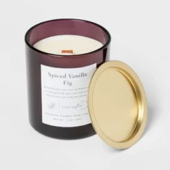Clear Colored Glass With Woodwick And Brass Metal Inset Lid Spice Vanilla Fig Candle Purple - Threshold™ 7 Clear Colored Glass With Woodwick And Brass Metal Inset Lid Spice Vanilla Fig Candle Purple - Threshold™ -Lighting Direct GUEST 851e53a4 1b0e 449b 92ac ac1f0d30a37e
