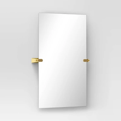 20" X 30" Frameless Rectangular Pivot Mirror Brass - Threshold™ 2 20" X 30" Frameless Rectangular Pivot Mirror Brass - Threshold™ - Image 2