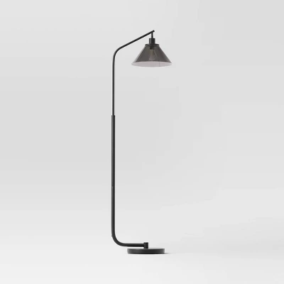 Smoked Glass Floor Lamp Black - Threshold™ 1 Smoked Glass Floor Lamp Black - Threshold™