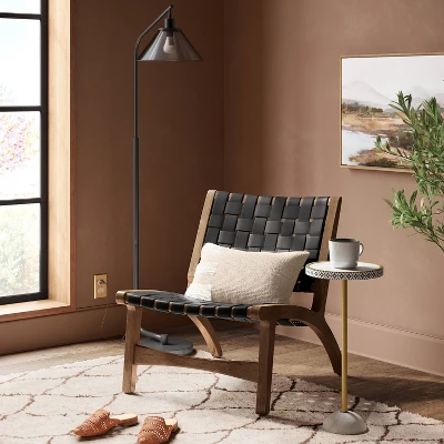 Smoked Glass Floor Lamp Black - Threshold™ 2 Smoked Glass Floor Lamp Black - Threshold™ - Image 2