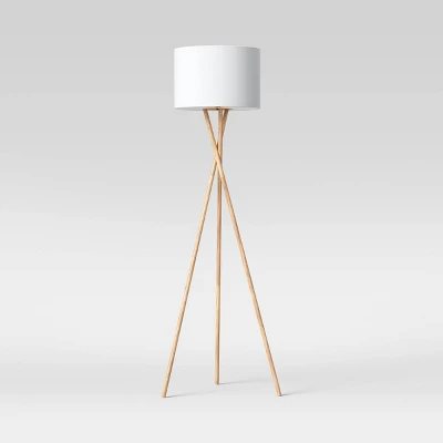 59"x18.5" Modern Tripod Floor Lamp Natural - Threshold™: Linen Shade, Metal Body, ETL Listed, 3-Way Switch 1 59"x18.5" Modern Tripod Floor Lamp Natural - Threshold™: Linen Shade, Metal Body, ETL Listed, 3-Way Switch