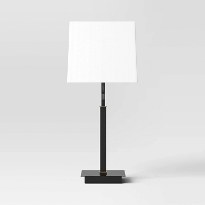 22.5"x7" Square Base Stick Lamp With USB Black - Threshold™: Modern Desk Lighting, ETL Listed, Linen Shade 1 22.5"x7" Square Base Stick Lamp With USB Black - Threshold™: Modern Desk Lighting, ETL Listed, Linen Shade