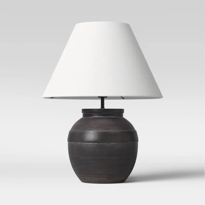 21.25"x17" Large Ceramic Table Lamp Black - Threshold™: Embossed Detail, No Assembly Required 1 21.25"x17" Large Ceramic Table Lamp Black - Threshold™: Embossed Detail, No Assembly Required