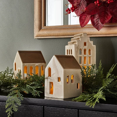 3pc Ceramic House LED Tea Light Holder Set - Threshold™ Designed With Studio McGee 1 3pc Ceramic House LED Tea Light Holder Set - Threshold™ Designed With Studio McGee