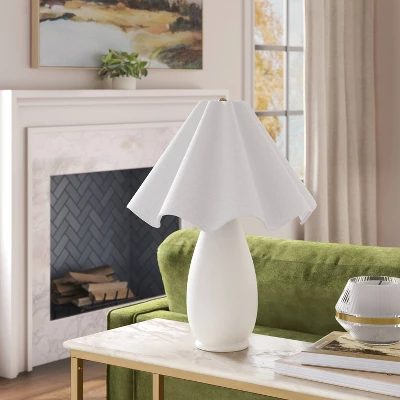 Wavy Shade Collection With Ceramic Base Table Lamp White - Threshold™ 2 Wavy Shade Collection With Ceramic Base Table Lamp White - Threshold™ - Image 2