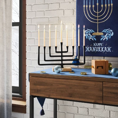 Modern Aluminum And Wood Menorah Black - Threshold™ 1 Modern Aluminum And Wood Menorah Black - Threshold™