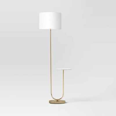 60"x20.5" Floor Lamp With Marble Table - Threshold™: Modern Standing Lamp With Polyester Shade 1 60"x20.5" Floor Lamp With Marble Table - Threshold™: Modern Standing Lamp With Polyester Shade