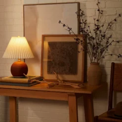 Oval Table Lamp With Pleated Shade (Includes LED Light Bulb) Red - Threshold™ Designed With Studio McGee -Lighting Direct GUEST df42b73d b4e1 4433 bf2a 9634b6db3aab