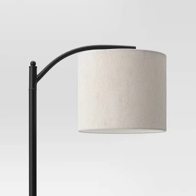 Downbridge Floor Lamp With Shade Black/Tan - Threshold™: Ambient Light, Metal Base, Linen Drum 3 Downbridge Floor Lamp With Shade Black/Tan - Threshold™: Ambient Light, Metal Base, Linen Drum - Image 3