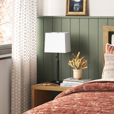 22.5"x7" Square Base Stick Lamp With USB Black - Threshold™: Modern Desk Lighting, ETL Listed, Linen Shade 2 22.5"x7" Square Base Stick Lamp With USB Black - Threshold™: Modern Desk Lighting, ETL Listed, Linen Shade - Image 2